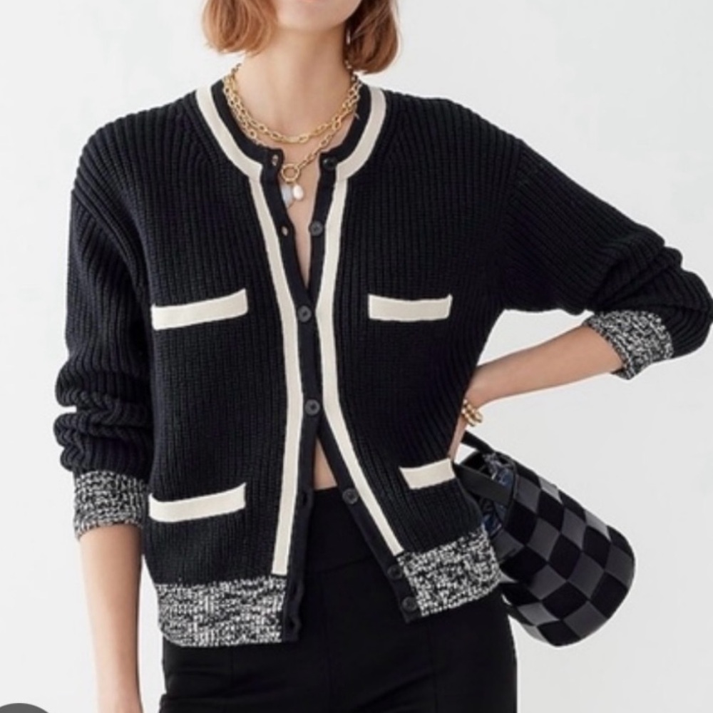 NWT J. Crew Front-pocket cotton cardigan sweater Large